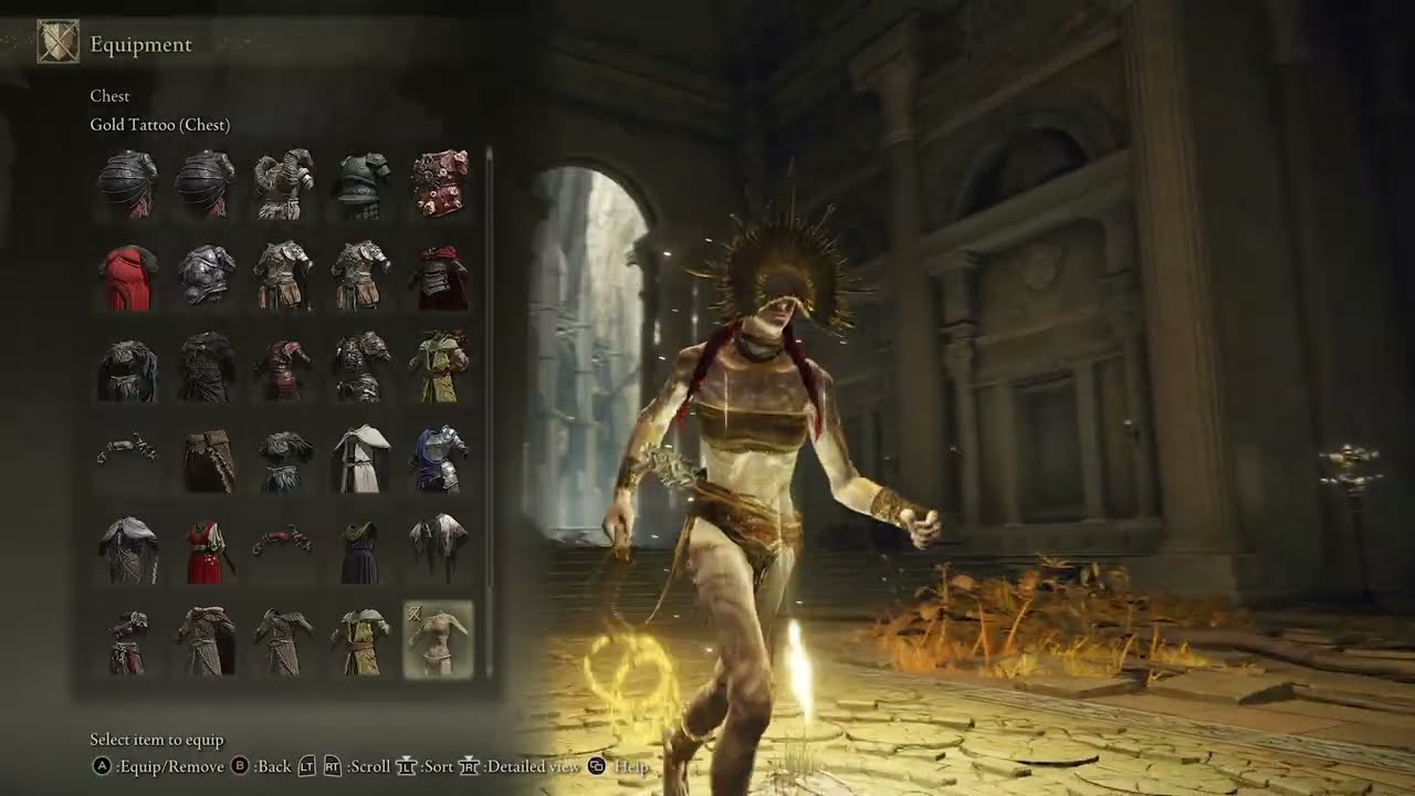 Broken Gold Mask davanti alla statua di Radagon a Leyndell in Elden Ring Tarnished Edition