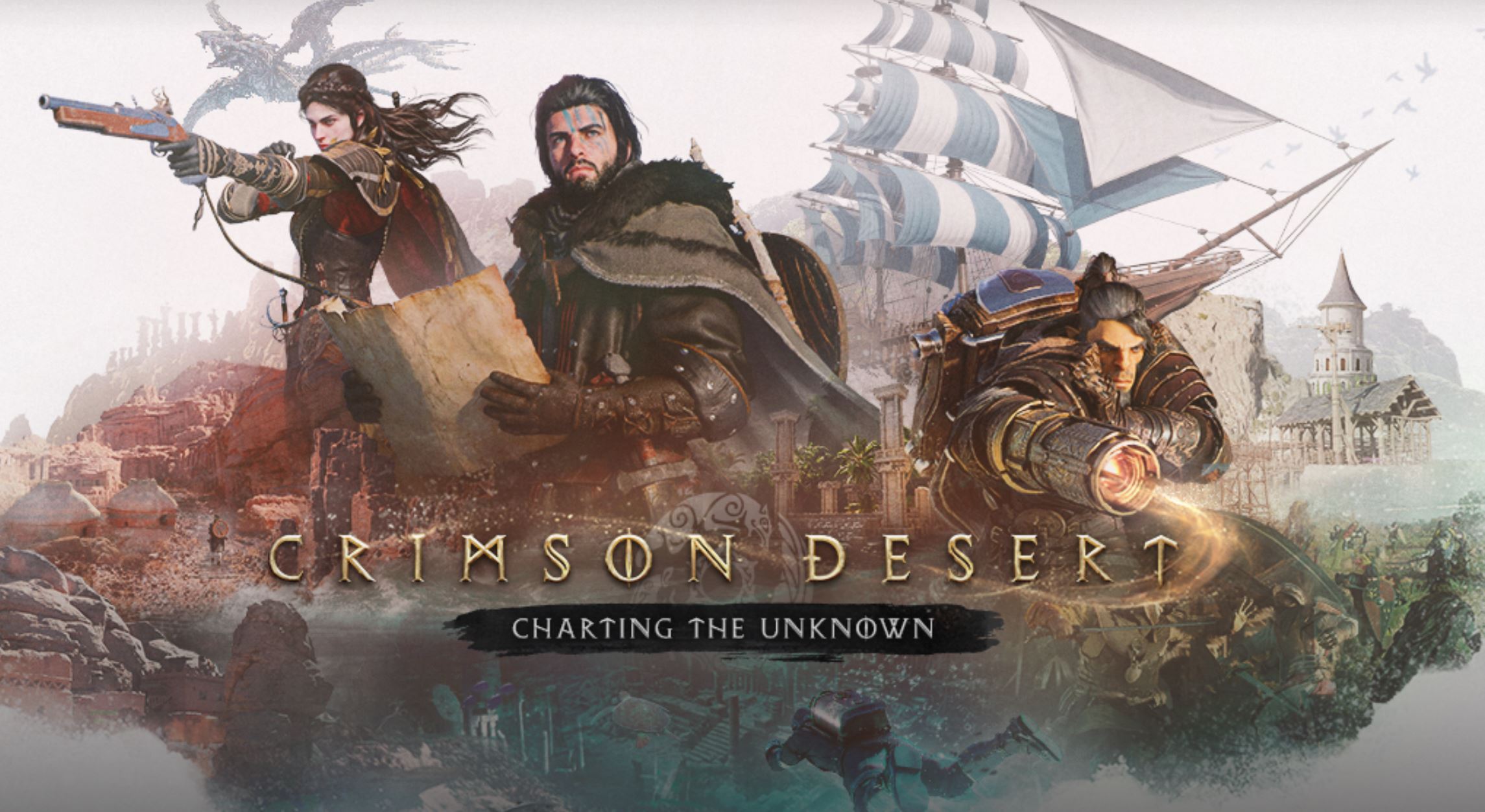 Illustrazione promozionale di Crimson Desert Charting the Unknown