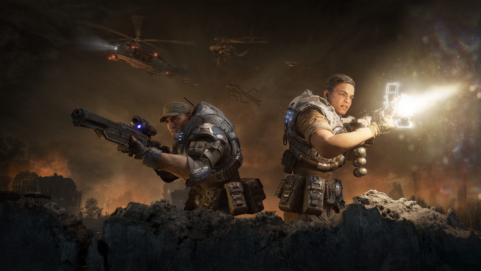 Squadra COG in combattimento in Gears of War: E-Day