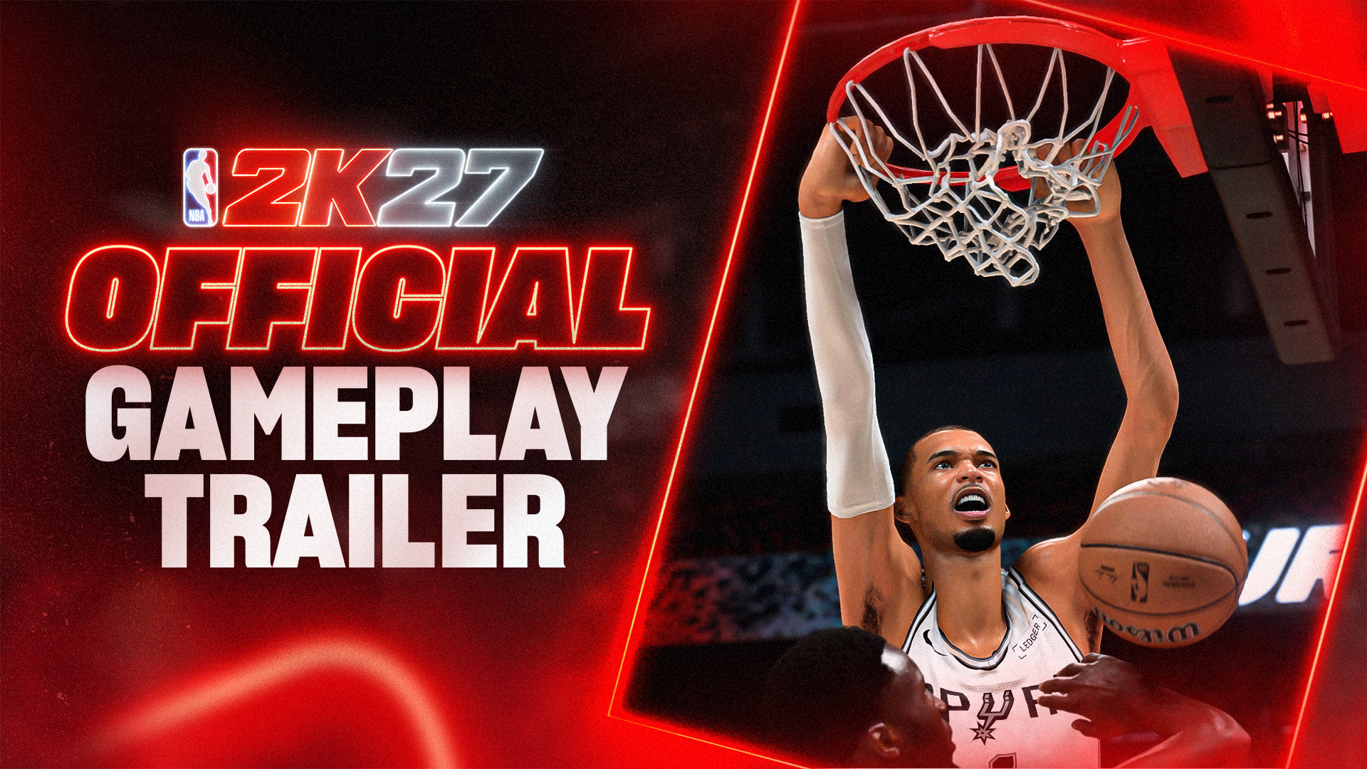 NBA 2K27, immagine ufficiale del gameplay con Victor Wembanyama a canestro