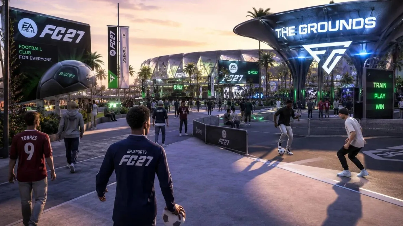 EA Sports FC 27, ambiente The Grounds con giocatori che si allenano su campi urbani